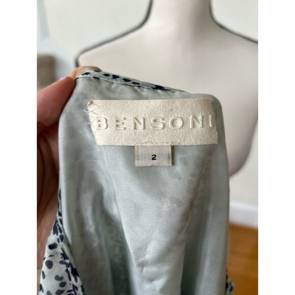 Bensoni Agua Blue & White Silk Leopard Print Shift Dress - Picture 5 of 7